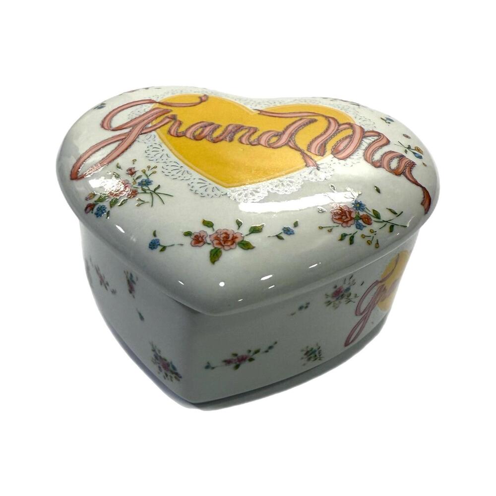 Vintage Studio Nova Grandma Heart-Shaped Ceramic Trinket Box with Lid
